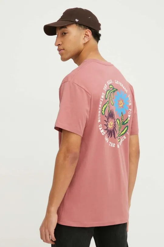 ροζ Βαμβακερό μπλουζάκι Vans Ανδρικά