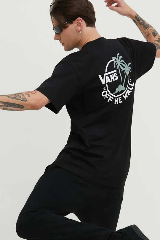 czarny Vans t-shirt bawełniany Męski