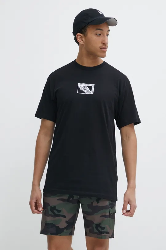 Bombažna kratka majica Vans črna