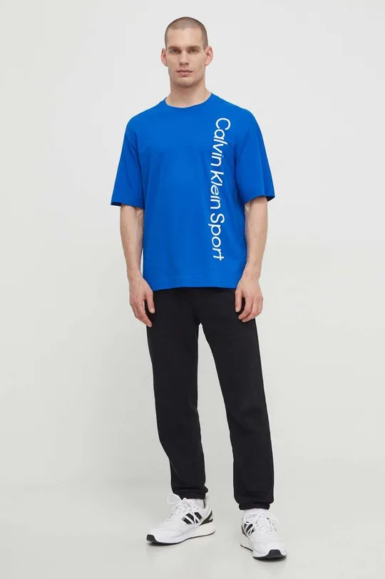 Βαμβακερό μπλουζάκι Calvin Klein Performance μπλε