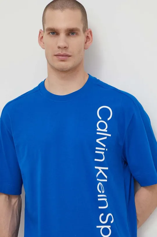 μπλε Βαμβακερό μπλουζάκι Calvin Klein Performance