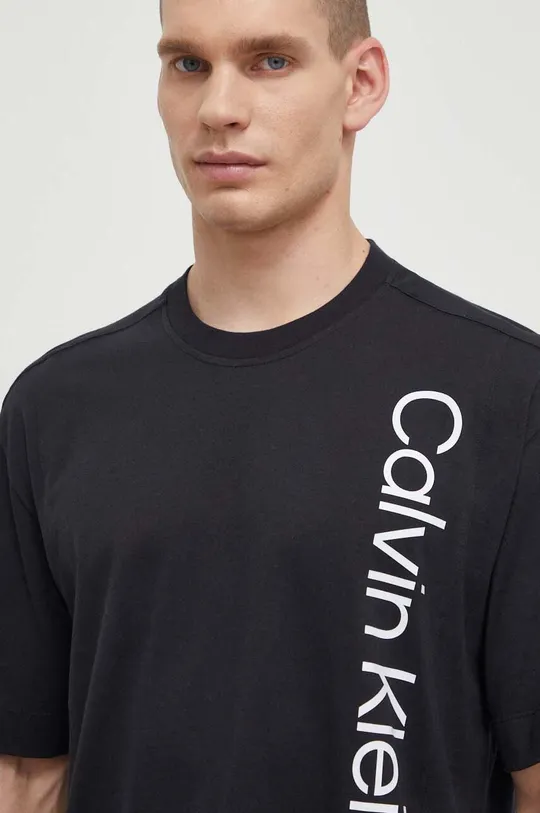 μαύρο Βαμβακερό μπλουζάκι Calvin Klein Performance Ανδρικά