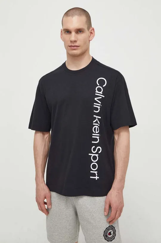 μαύρο Βαμβακερό μπλουζάκι Calvin Klein Performance
