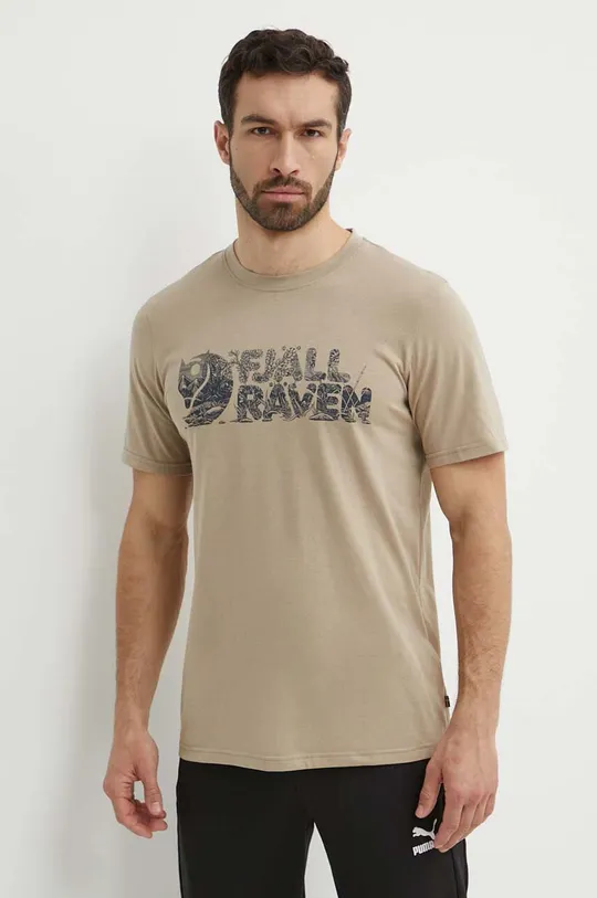 μπεζ Μπλουζάκι Fjallraven Lush Logo T-shirt Ανδρικά