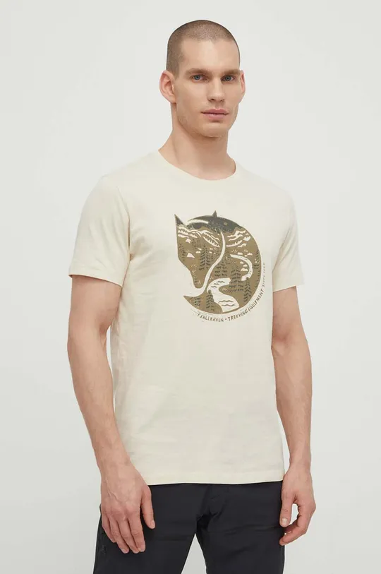 beżowy Fjallraven t-shirt bawełniany Arctic Fox T-shirt