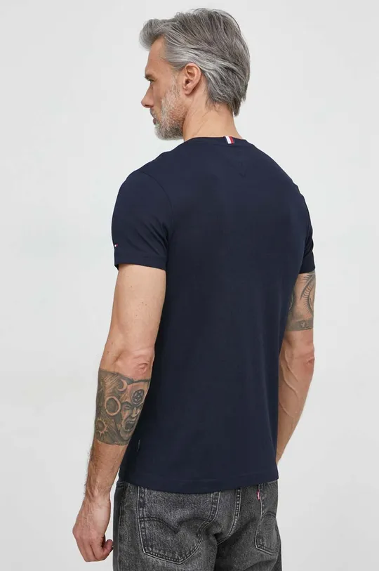 Bombažna kratka majica Tommy Hilfiger mornarsko modra
