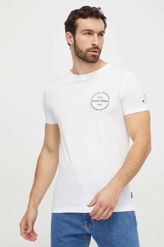 beżowy Tommy Hilfiger t-shirt bawełniany Męski