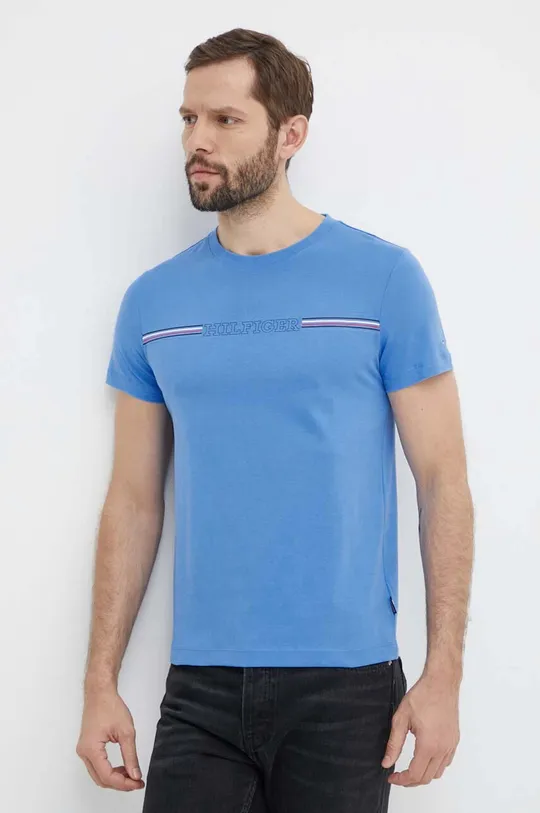 голубой Хлопковая футболка Tommy Hilfiger Мужской