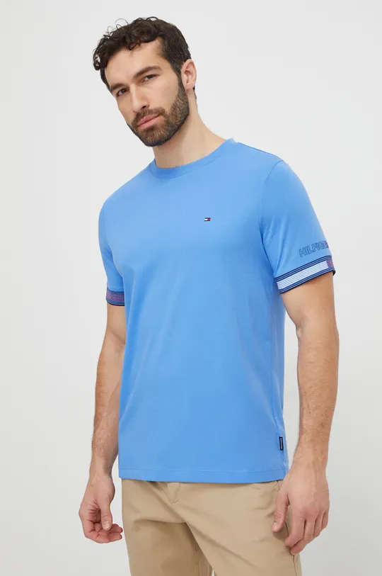μπλε Βαμβακερό μπλουζάκι Tommy Hilfiger Ανδρικά