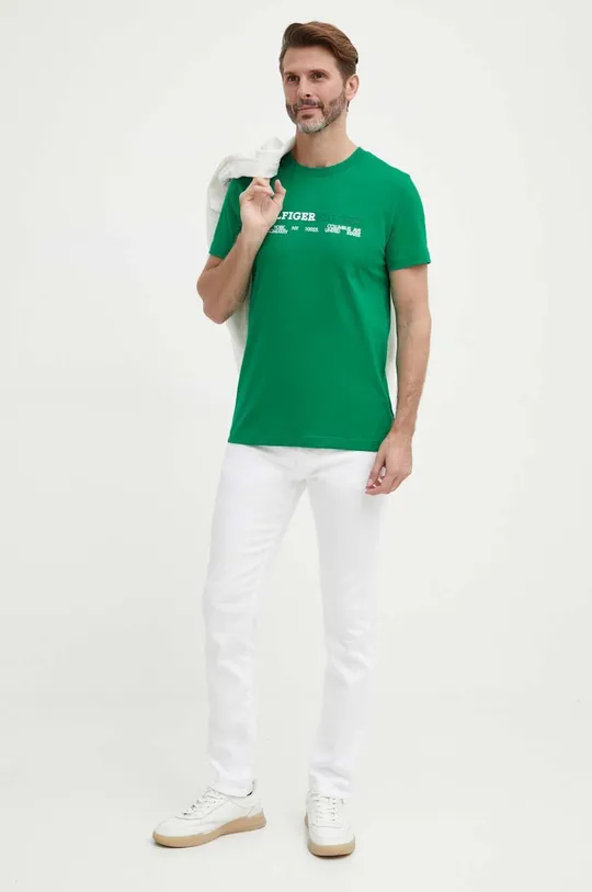 Pamučna majica Tommy Hilfiger zelena