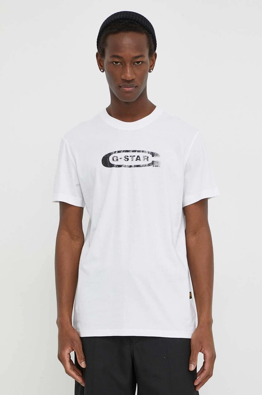 Βαμβακερό μπλουζάκι G-Star Raw λευκό