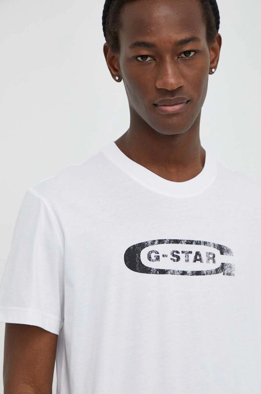 λευκό Βαμβακερό μπλουζάκι G-Star Raw