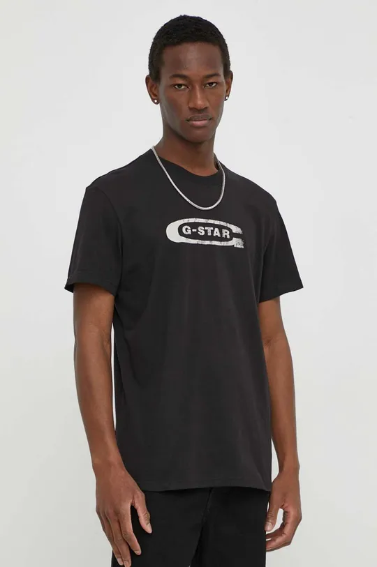 μαύρο Βαμβακερό μπλουζάκι G-Star Raw Ανδρικά