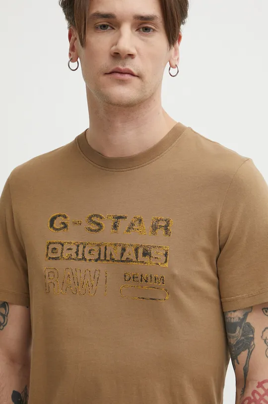 hnedá Bavlnené tričko G-Star Raw