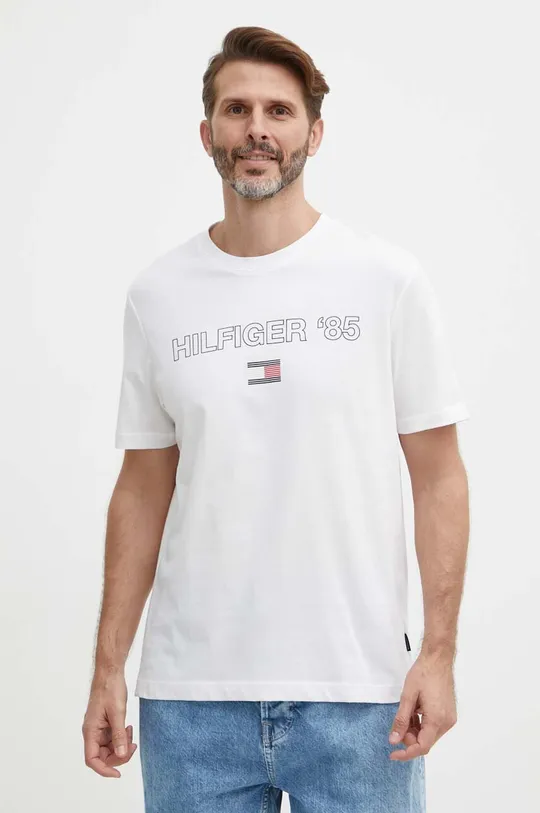 bela Bombažna kratka majica Tommy Hilfiger