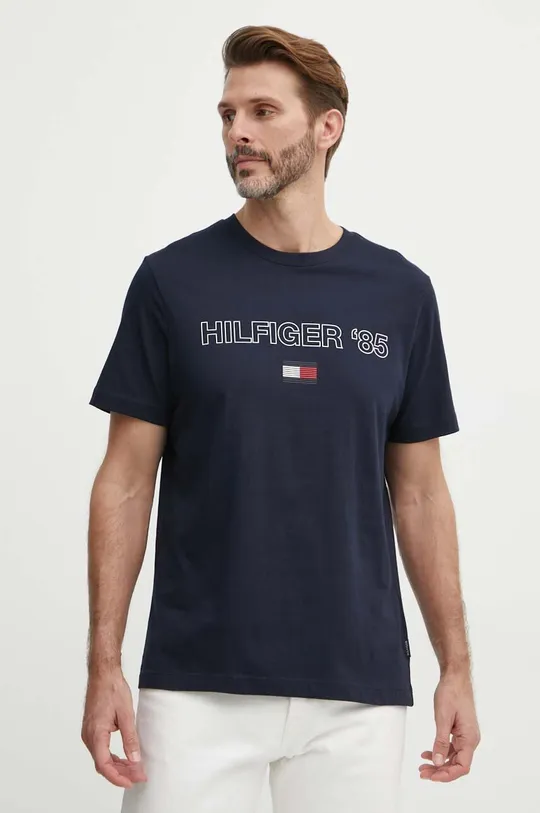 mornarsko modra Bombažna kratka majica Tommy Hilfiger
