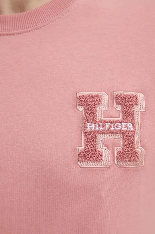 ružová Bavlnené tričko Tommy Hilfiger