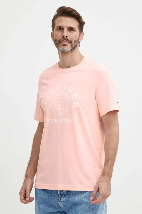 ružová Bavlnené tričko Tommy Hilfiger Pánsky
