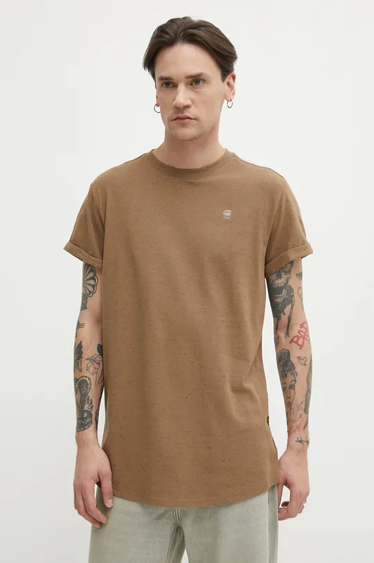 brązowy G-Star Raw t-shirt bawełniany