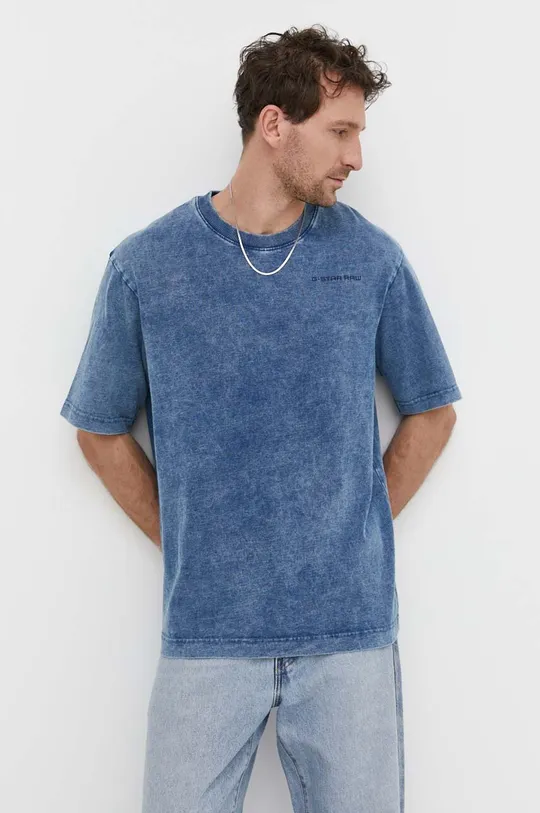 niebieski G-Star Raw t-shirt bawełniany Męski