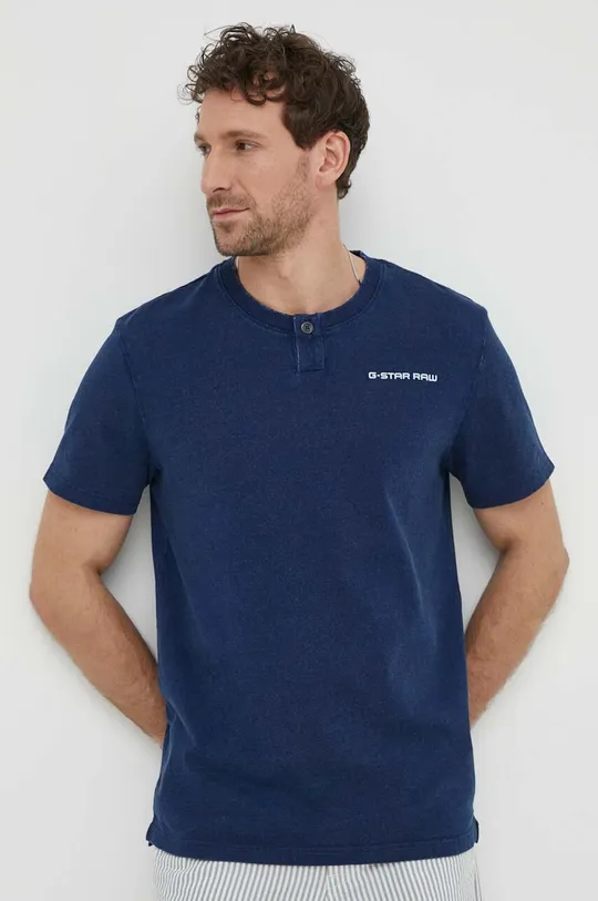 mornarsko modra Bombažna kratka majica G-Star Raw Moški