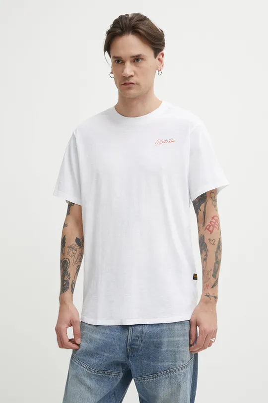 biały G-Star Raw t-shirt bawełniany Męski