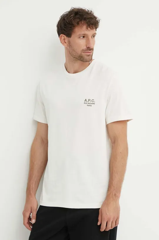 béžová Bavlněné tričko A.P.C. T-Shirt New Raymond Pánský