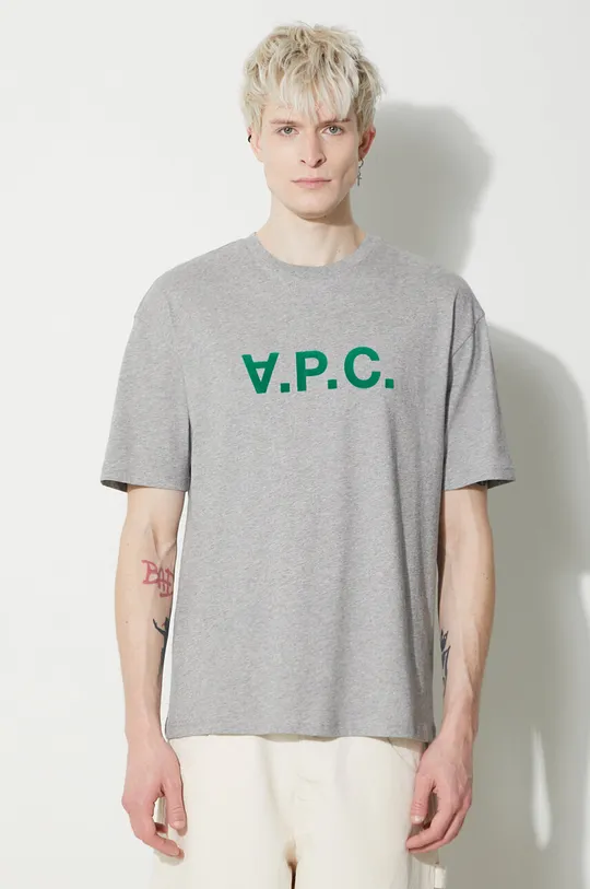 γκρί Βαμβακερό μπλουζάκι A.P.C. T-Shirt River Ανδρικά
