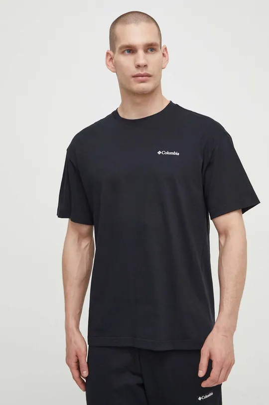 Bombažna kratka majica Columbia črna