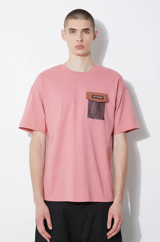 różowy Columbia t-shirt bawełniany Painted Peak Męski