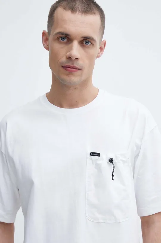 bela Bombažna kratka majica Columbia Landroamer Moški