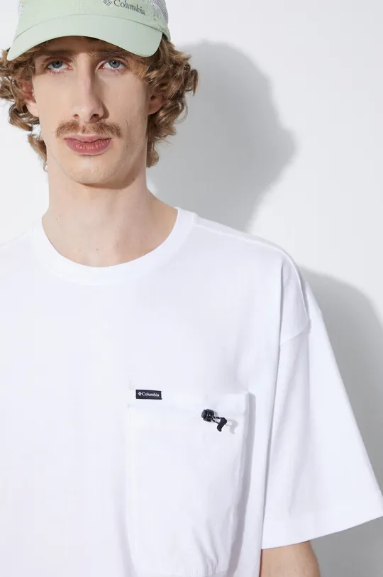 λευκό Βαμβακερό μπλουζάκι Columbia Landroamer Ανδρικά