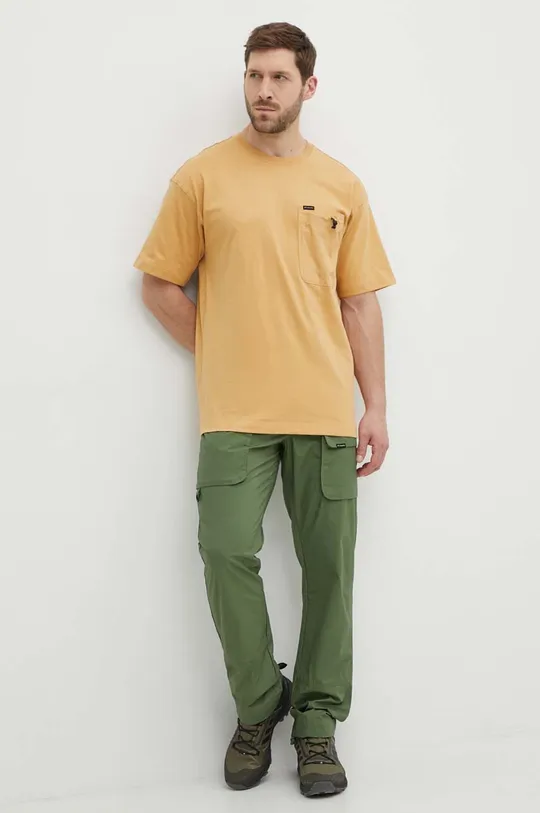Bombažna kratka majica Columbia Landroamer oranžna