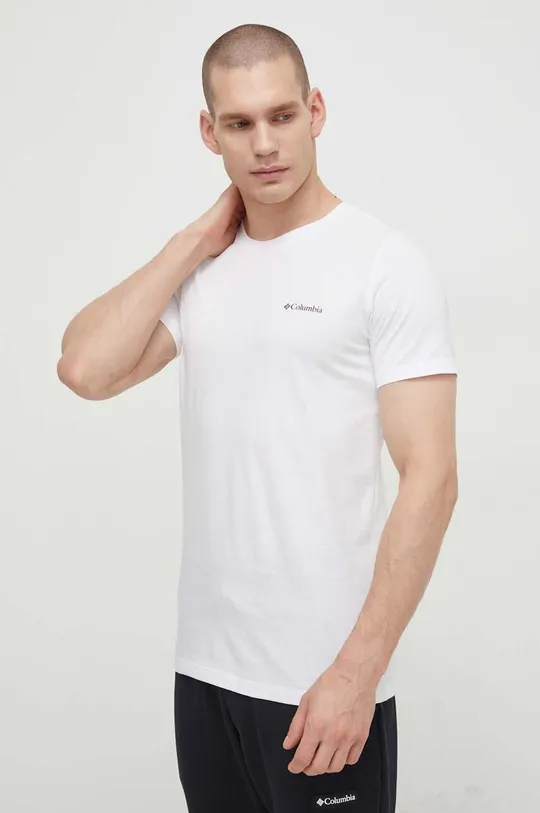 Bombažna kratka majica Columbia bela