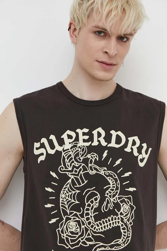 siva Bombažna kratka majica Superdry Moški