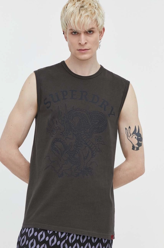 zöld Superdry pamut póló Férfi