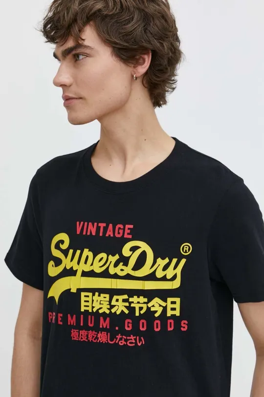 чорний Бавовняна футболка Superdry Чоловічий