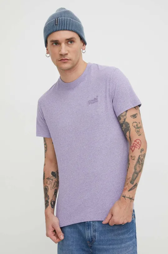 fialová Bavlnené tričko Superdry Pánsky