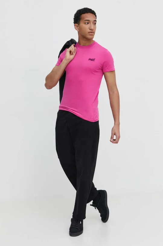 Superdry t-shirt bawełniany różowy