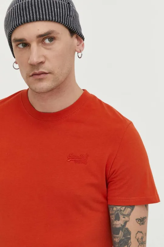 oranžna Bombažna kratka majica Superdry