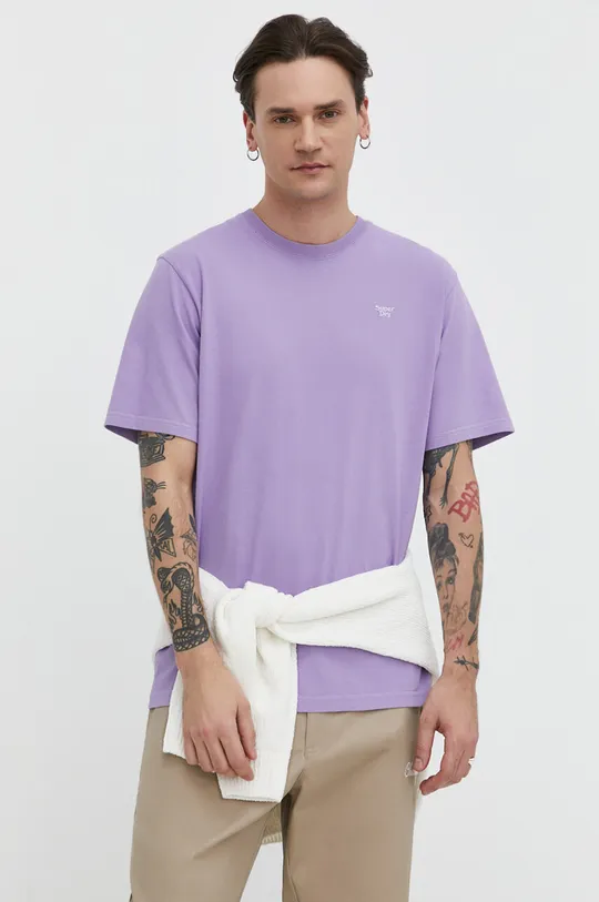 фиолетовой Хлопковая футболка Superdry Мужской