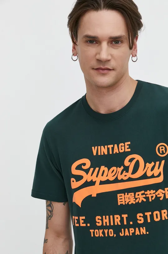 zelena Bombažna kratka majica Superdry Moški