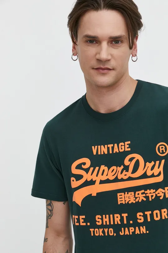 zöld Superdry pamut póló Férfi