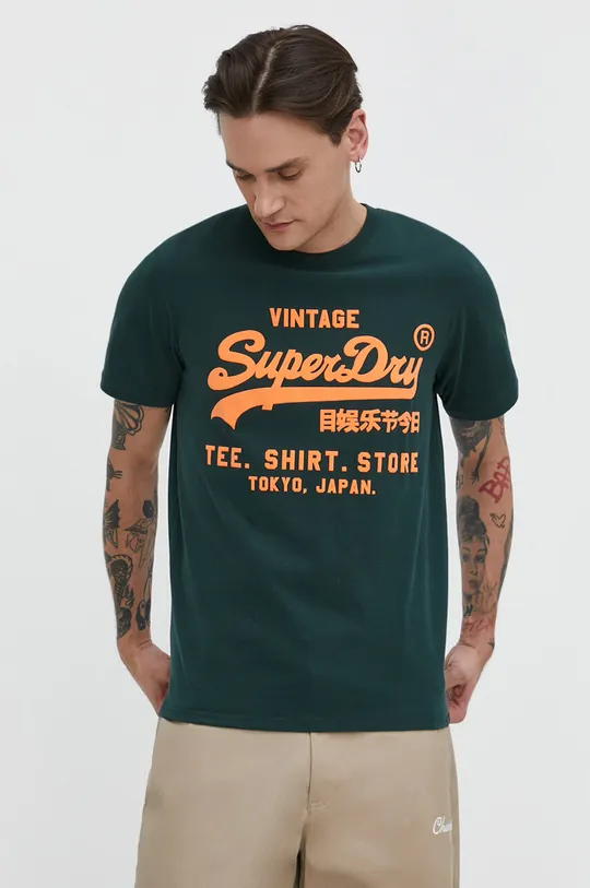 зелёный Хлопковая футболка Superdry