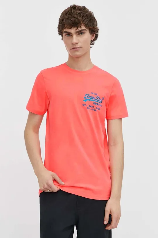 Bombažna kratka majica Superdry roza