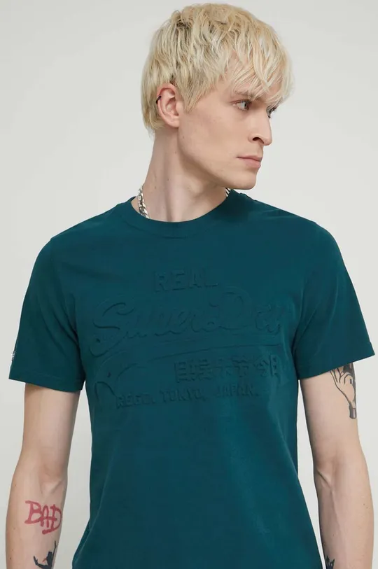 зелёный Хлопковая футболка Superdry Мужской