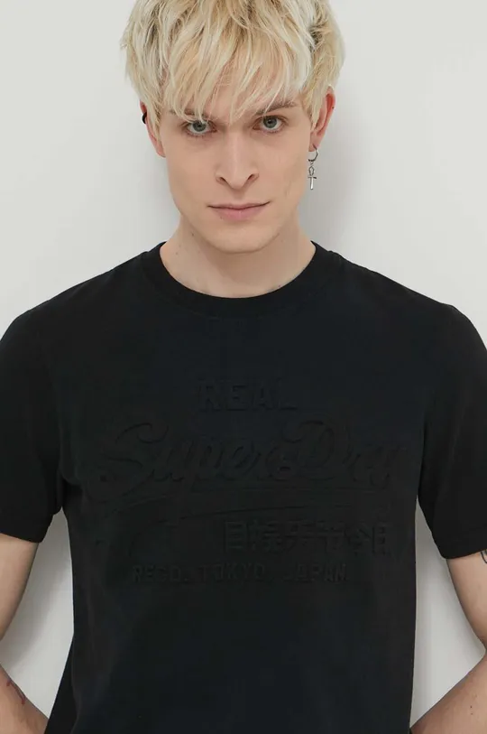 fekete Superdry pamut póló