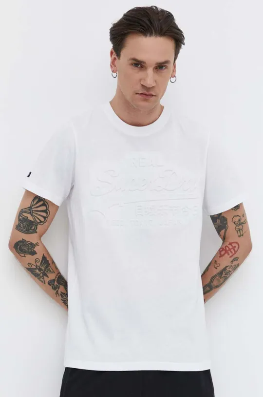 білий Бавовняна футболка Superdry Чоловічий