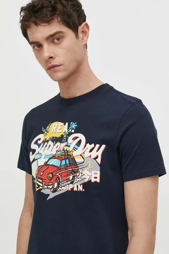 granatowy Superdry t-shirt bawełniany