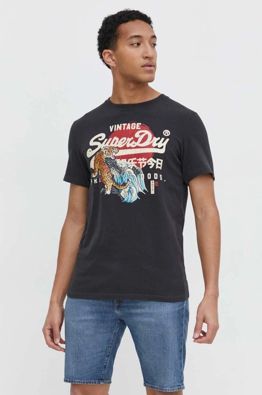 szary Superdry t-shirt bawełniany Męski